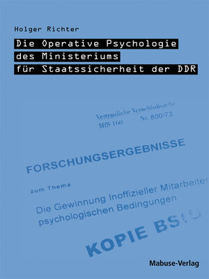 cover image of Die Operative Psychologie des Ministeriums für Staatssicherheit der DDR